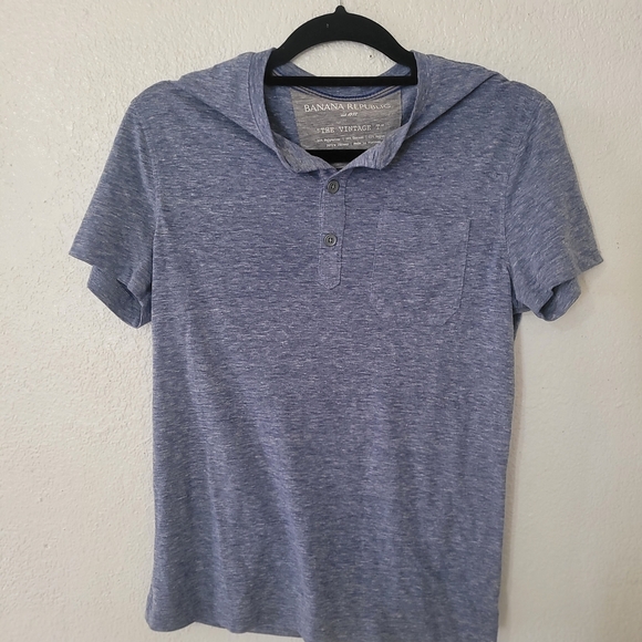 Banana Republic Heathered Blue Polo Shirt - Picture 1 of 3